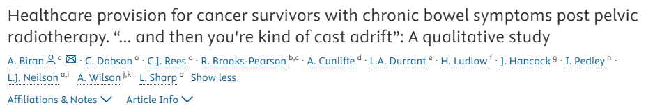 COLO-SPIRIT Paper Published In European Journal of Oncology Nursing